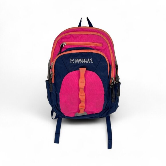 Magellan Outdoors Multi-Compartment Travel Backpack Hiking Zip Closure Pink/Blk - Picture 2 of 7